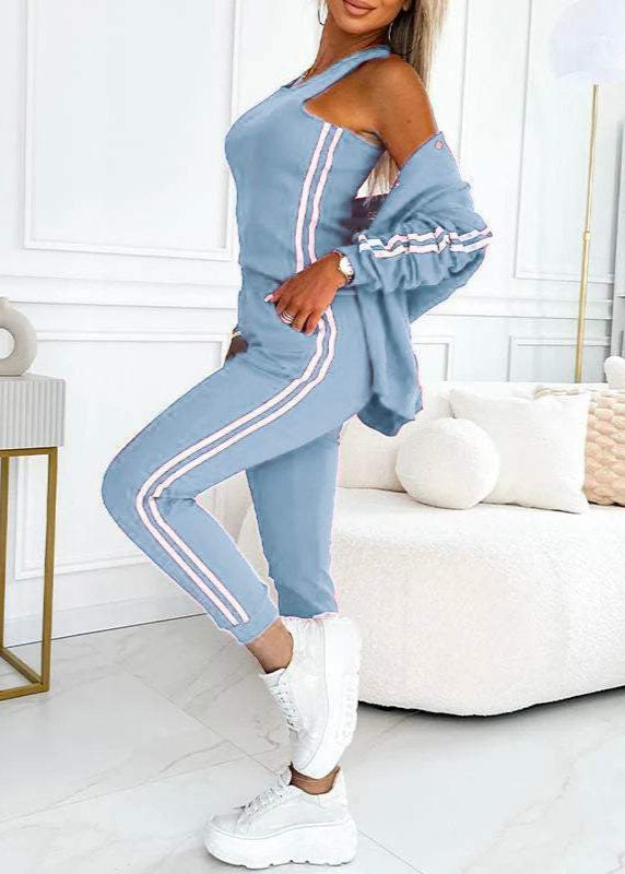 Striped 3-piece women's baseball jacket, vest and pants