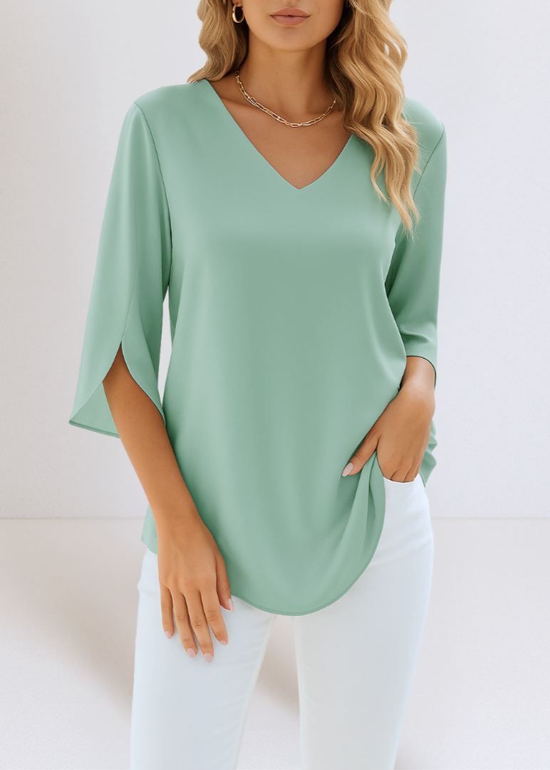 Sophie™ | Elegant V-Neck Blouse with Split Sleeves