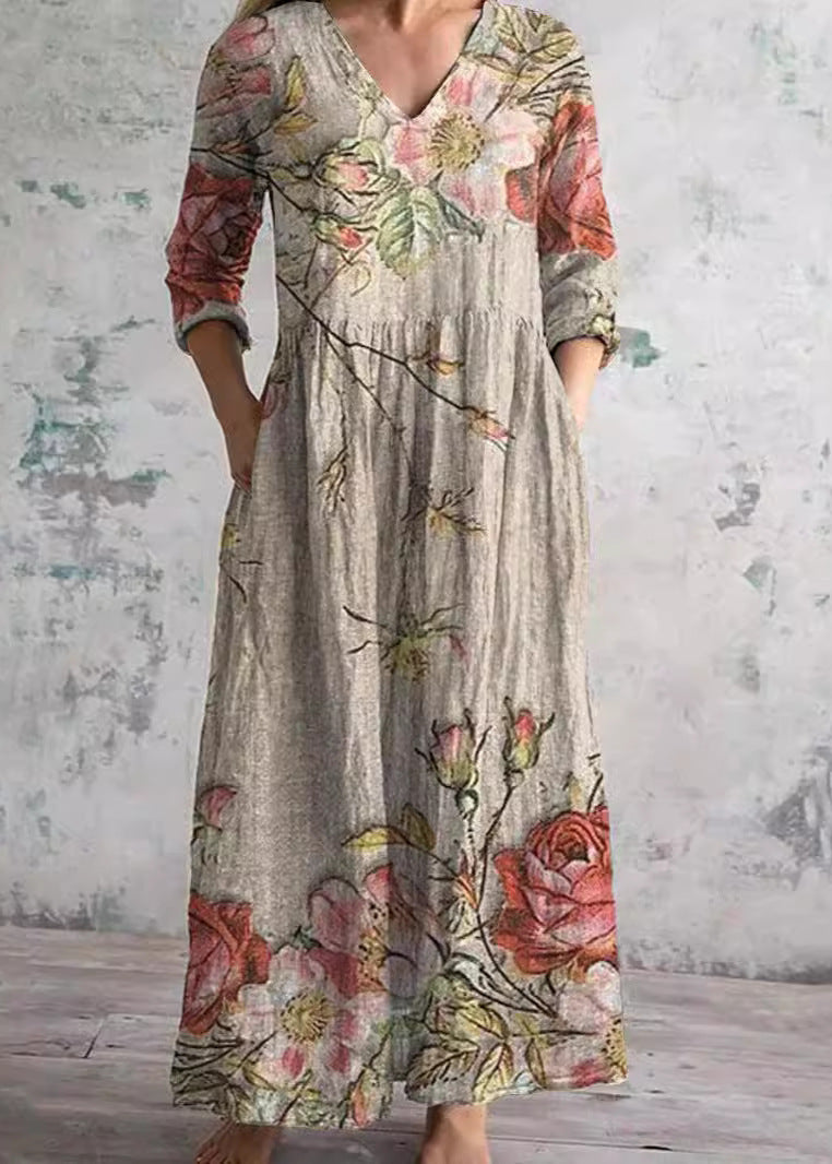 The Elara Dress | Floral Linen-Cotton Dress