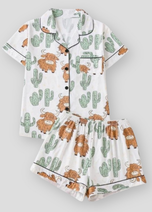 The Highland Cow Cactus Women's Pyjama Set
