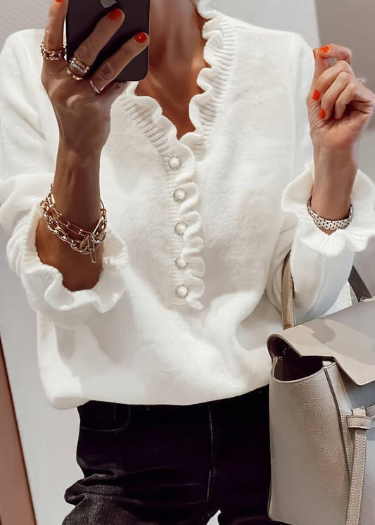 Drift | The Laurielle Pearl Ruffle Blouse