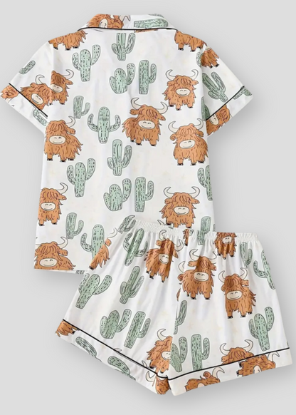 The Highland Cow Cactus Women's Pyjama Set