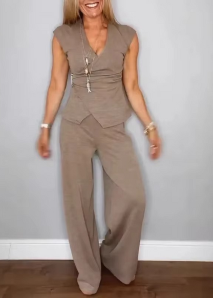 Elowen Luxe Set | V-Neck Top & Tailored Trousers