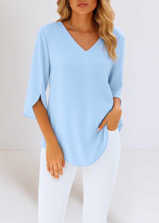 Sophie™ | Elegant V-Neck Blouse with Split Sleeves