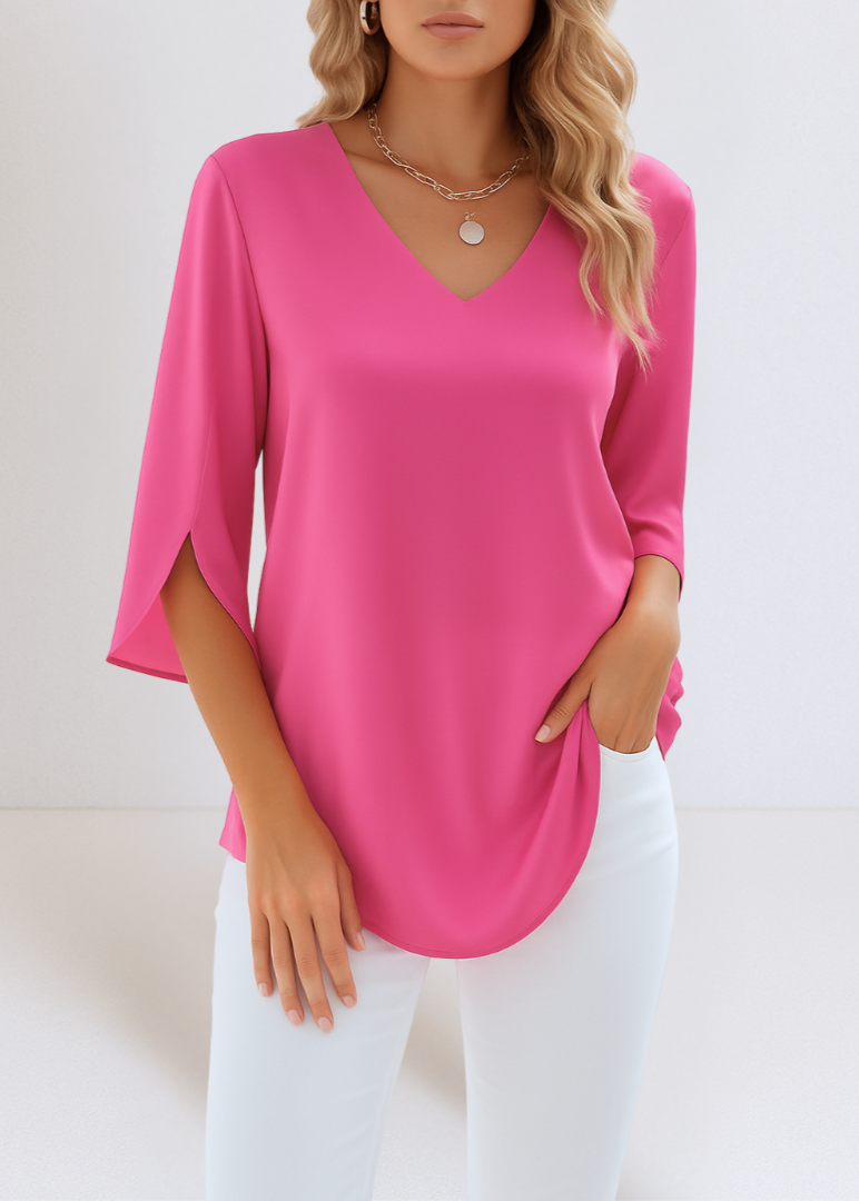 Sophie™ | Elegant V-Neck Blouse with Split Sleeves