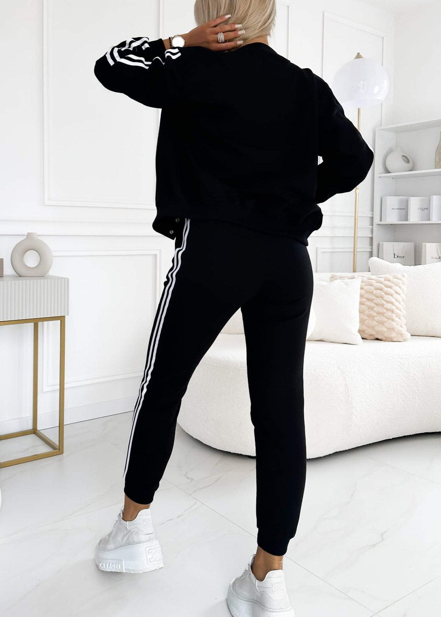 Striped 3-piece women's baseball jacket, vest and pants