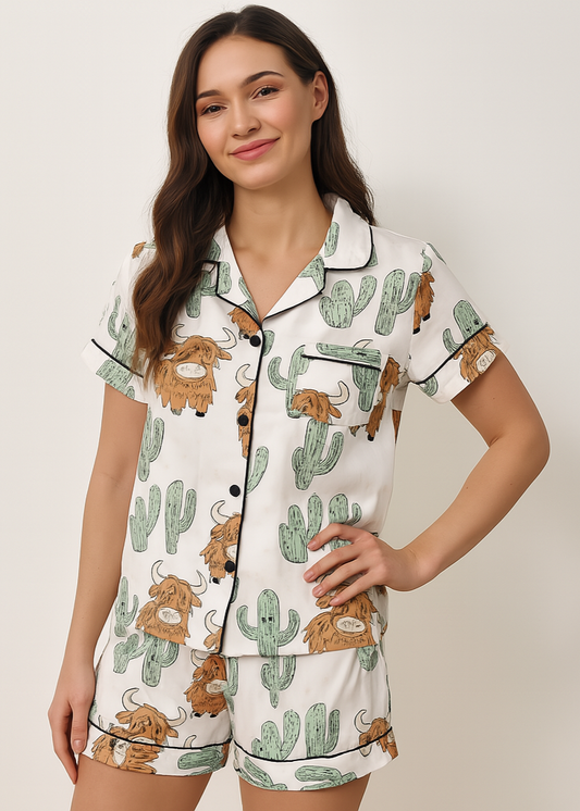 The Highland Cow Cactus Women's Pyjama Set