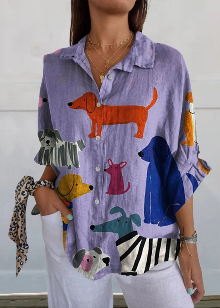 Exclusive Women's Blouse with Dog Print
