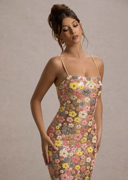 The Aurelia Maxi Dress | Sequin Bloom Elegance